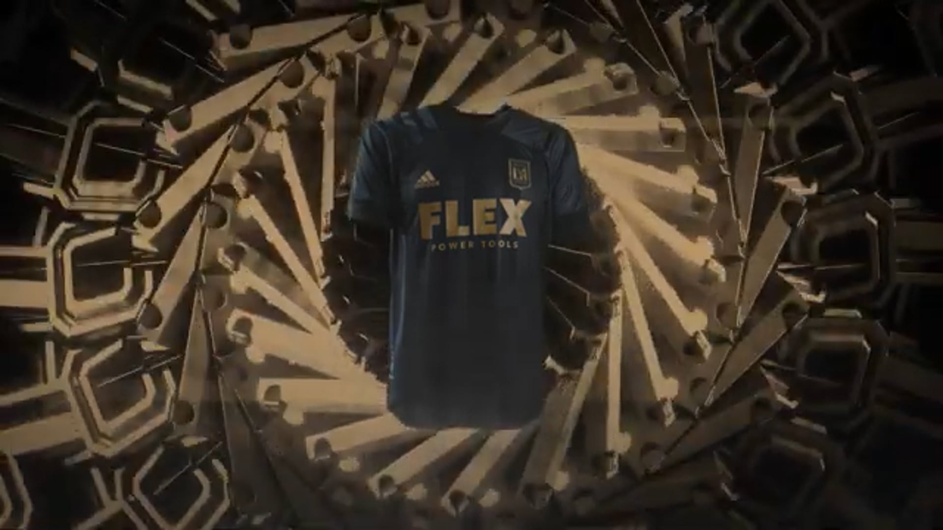 LAFC jersey with FLEX Power Tools on the front